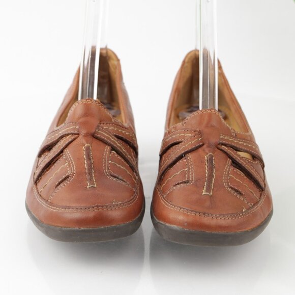 Clarks Womens Ordell Ava Slip On Shoes Size 7.5 Tan Brown Leather Loafer Flats - Picture 2 of 11